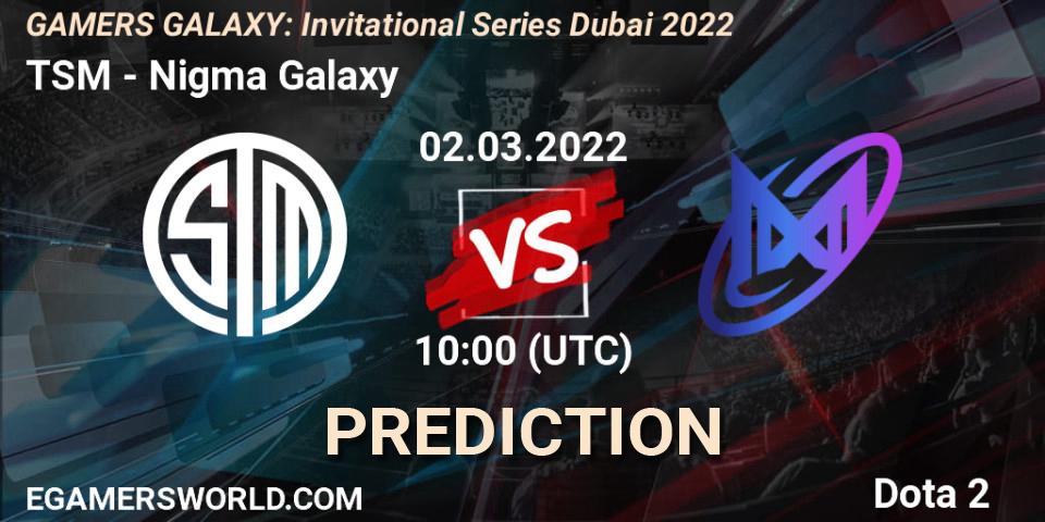 TSM проти Nigma Galaxy: Поради щодо ставок, прогнози на матчі. 02.03.2022 at 10:00. Dota 2, GAMERS GALAXY: Invitational Series Dubai 2022