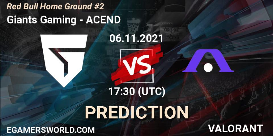 Giants Gaming проти ACEND: Поради щодо ставок, прогнози на матчі. 06.11.2021 at 16:20. VALORANT, Red Bull Home Ground #2