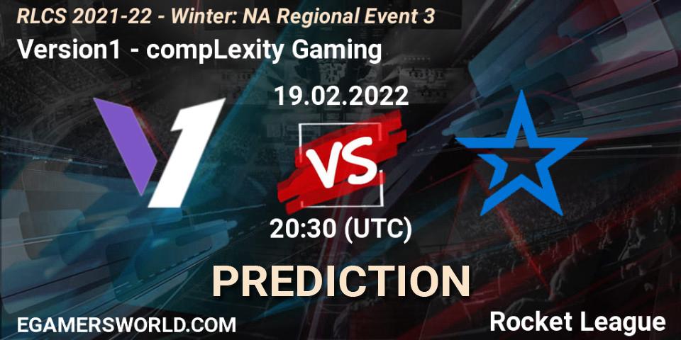 Version1 проти compLexity Gaming: Поради щодо ставок, прогнози на матчі. 19.02.2022 at 20:30. Rocket League, RLCS 2021-22 - Winter: NA Regional Event 3