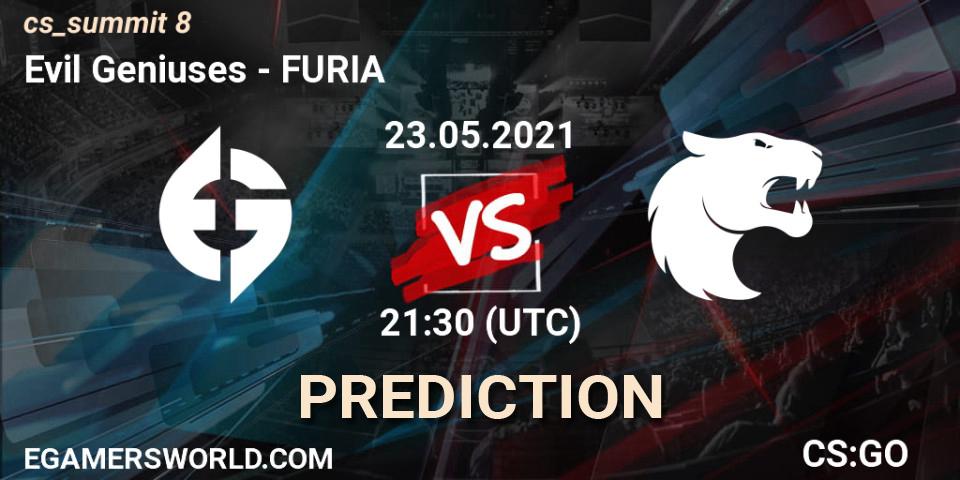 Evil Geniuses проти FURIA: Поради щодо ставок, прогнози на матчі. 23.05.2021 at 21:30. Counter-Strike (CS2), cs_summit 8