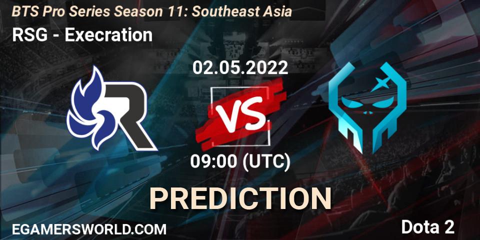 RSG проти Execration: Поради щодо ставок, прогнози на матчі. 02.05.2022 at 09:19. Dota 2, BTS Pro Series Season 11: Southeast Asia