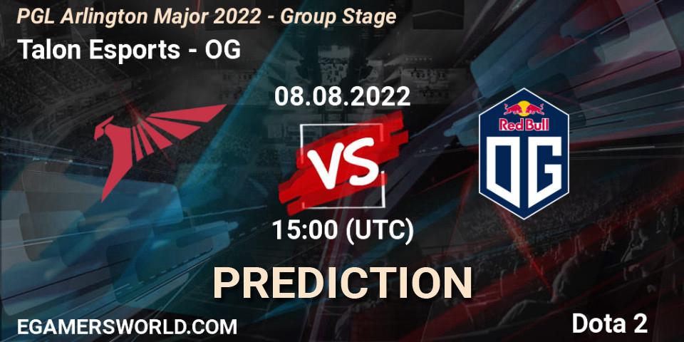 Talon Esports проти OG: Поради щодо ставок, прогнози на матчі. 08.08.2022 at 14:59. Dota 2, PGL Arlington Major 2022 - Group Stage