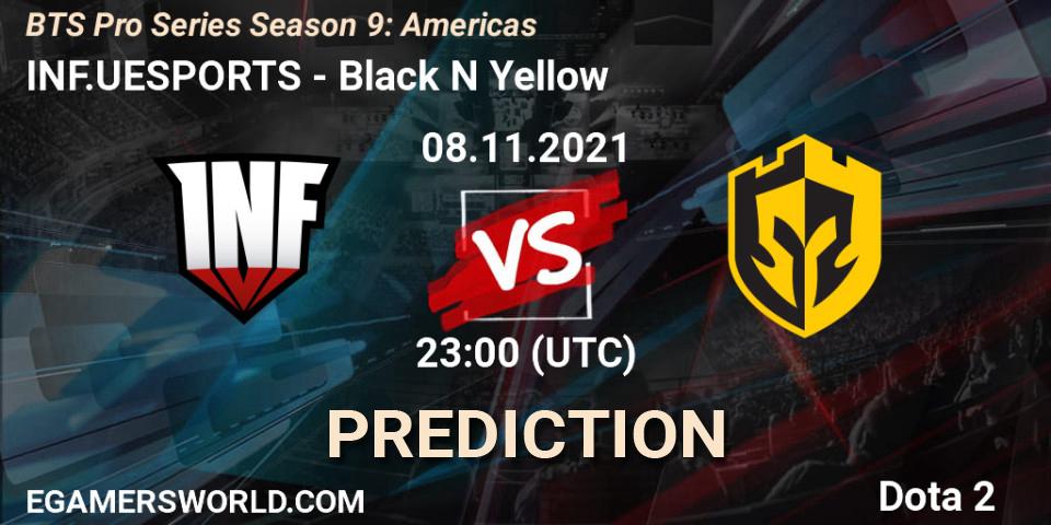 INF.UESPORTS проти Black N Yellow: Поради щодо ставок, прогнози на матчі. 08.11.2021 at 23:02. Dota 2, BTS Pro Series Season 9: Americas