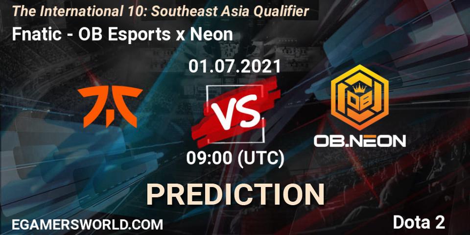 Fnatic проти OB Esports x Neon: Поради щодо ставок, прогнози на матчі. 01.07.2021 at 08:07. Dota 2, The International 10: Southeast Asia Qualifier