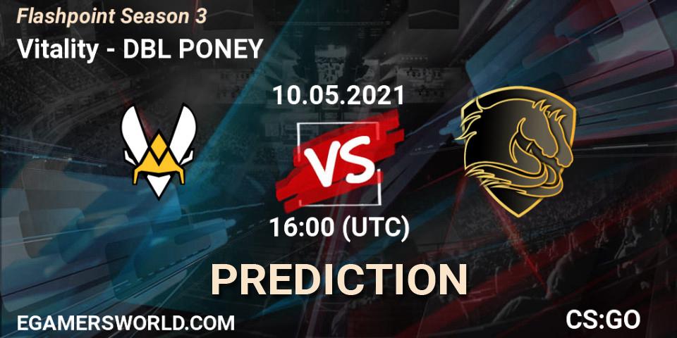 Vitality проти DBL PONEY: Поради щодо ставок, прогнози на матчі. 10.05.2021 at 16:10. Counter-Strike (CS2), Flashpoint Season 3