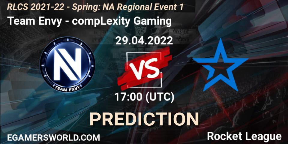 Team Envy проти compLexity Gaming: Поради щодо ставок, прогнози на матчі. 29.04.2022 at 17:00. Rocket League, RLCS 2021-22 - Spring: NA Regional Event 1