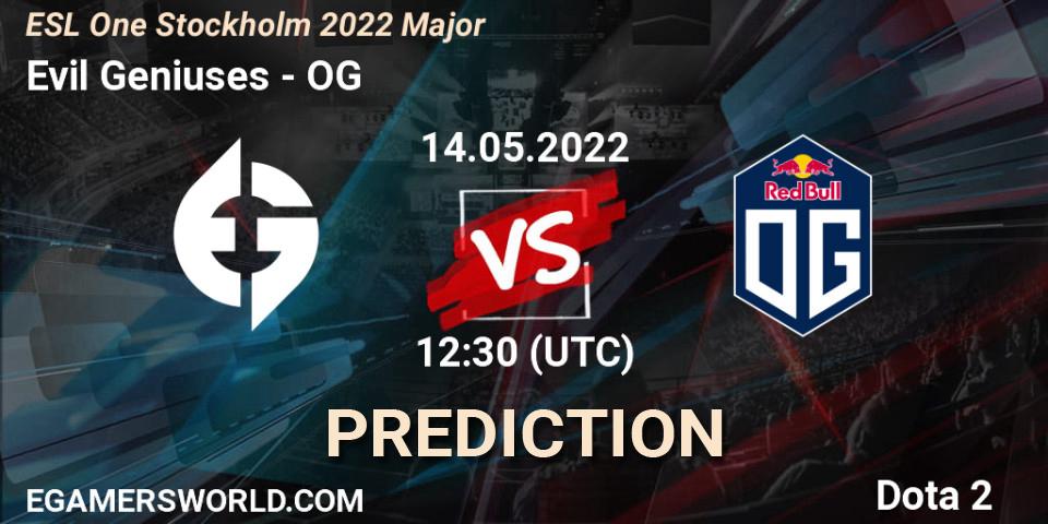 Evil Geniuses проти OG: Поради щодо ставок, прогнози на матчі. 14.05.2022 at 12:30. Dota 2, ESL One Stockholm 2022 Major