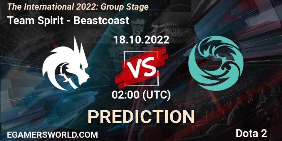 Team Spirit проти Beastcoast: Поради щодо ставок, прогнози на матчі. 18.10.2022 at 02:09. Dota 2, The International 2022: Group Stage