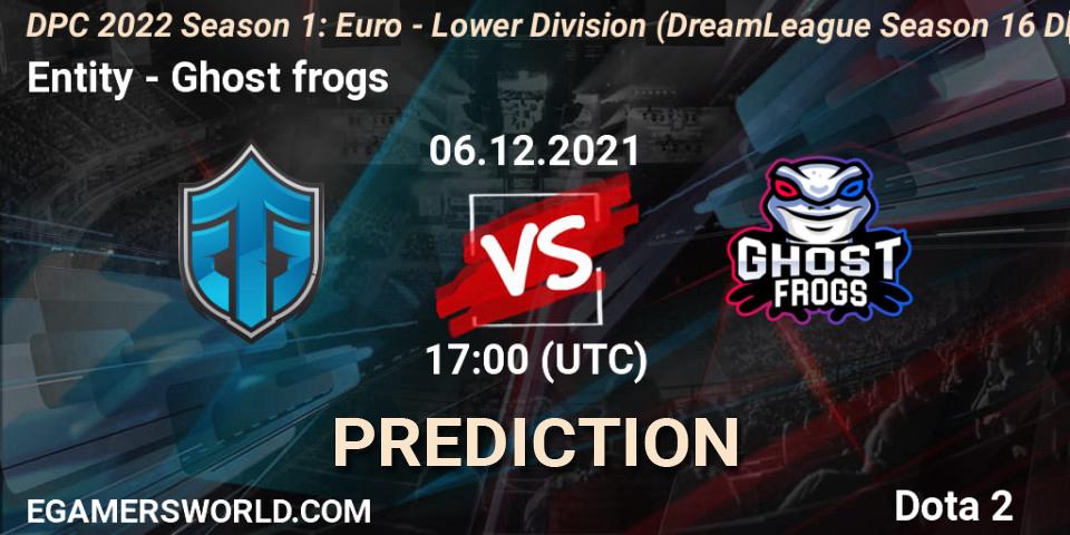 Entity проти Ghost frogs: Поради щодо ставок, прогнози на матчі. 06.12.2021 at 16:55. Dota 2, DPC 2022 Season 1: Euro - Lower Division (DreamLeague Season 16 DPC WEU)
