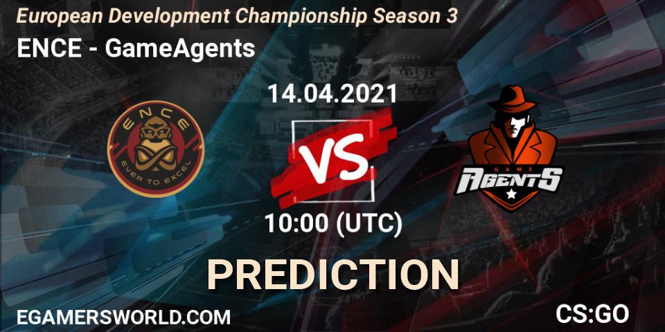 ENCE проти GameAgents: Поради щодо ставок, прогнози на матчі. 14.04.2021 at 10:00. Counter-Strike (CS2), European Development Championship Season 3
