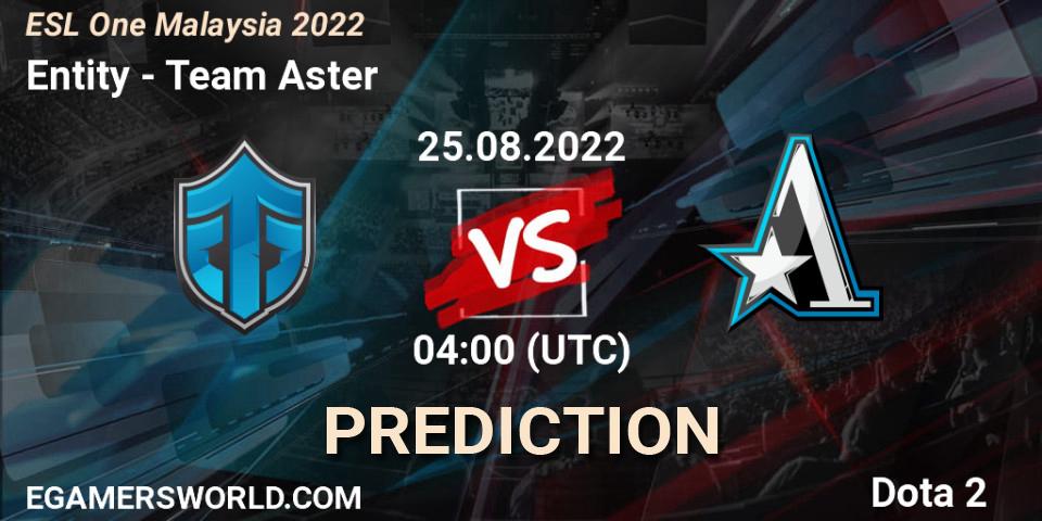 Entity проти Team Aster: Поради щодо ставок, прогнози на матчі. 25.08.2022 at 04:02. Dota 2, ESL One Malaysia 2022
