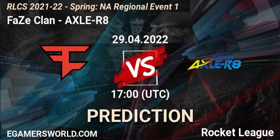 FaZe Clan проти AXLE-R8: Поради щодо ставок, прогнози на матчі. 29.04.2022 at 17:00. Rocket League, RLCS 2021-22 - Spring: NA Regional Event 1