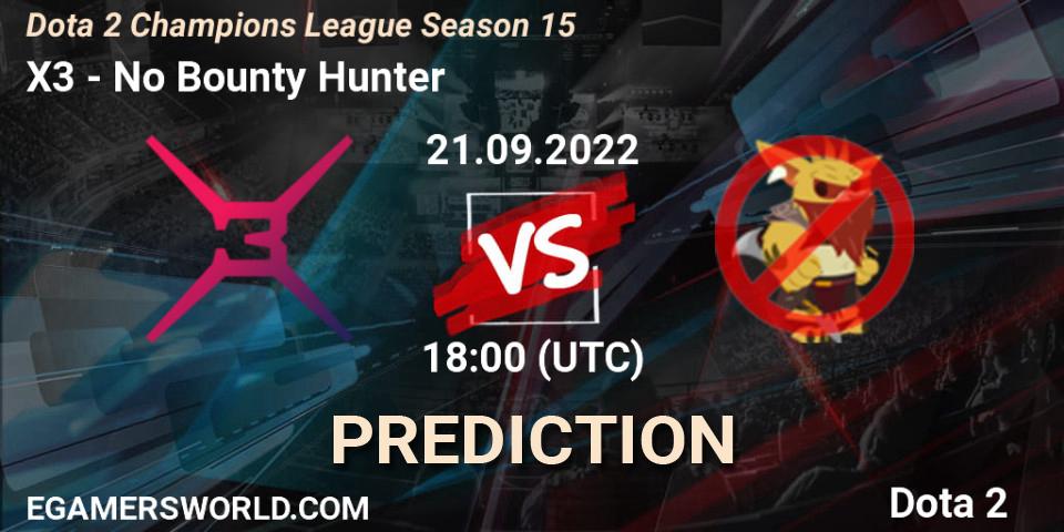 X3 проти No Bounty Hunter: Поради щодо ставок, прогнози на матчі. 21.09.2022 at 18:59. Dota 2, Dota 2 Champions League Season 15