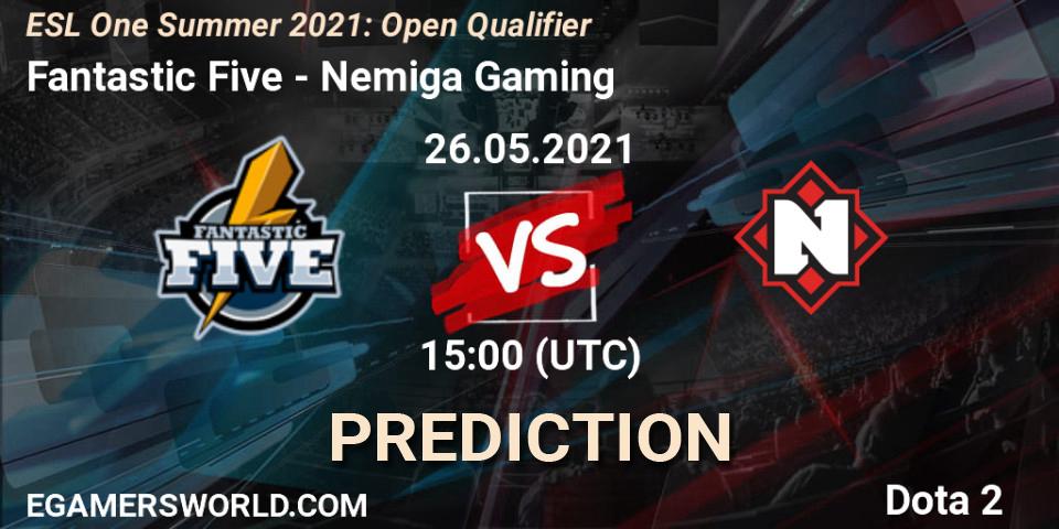 Fantastic Five проти Nemiga Gaming: Поради щодо ставок, прогнози на матчі. 26.05.2021 at 15:08. Dota 2, ESL One Summer 2021: Open Qualifier