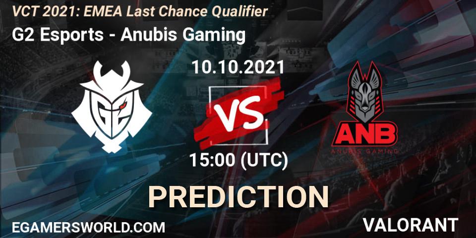 G2 Esports проти Anubis Gaming: Поради щодо ставок, прогнози на матчі. 10.10.2021 at 15:00. VALORANT, VCT 2021: EMEA Last Chance Qualifier