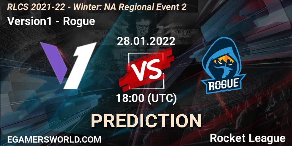 Version1 проти Rogue: Поради щодо ставок, прогнози на матчі. 28.01.2022 at 18:00. Rocket League, RLCS 2021-22 - Winter: NA Regional Event 2