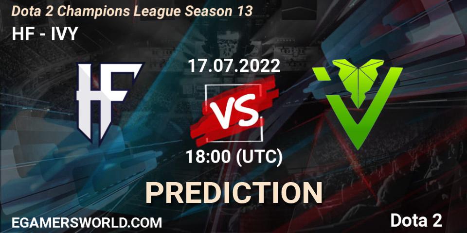 HF проти IVY: Поради щодо ставок, прогнози на матчі. 17.07.2022 at 18:02. Dota 2, Dota 2 Champions League Season 13