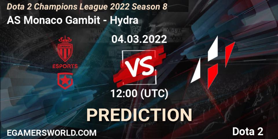 AS Monaco Gambit проти Hydra: Поради щодо ставок, прогнози на матчі. 23.03.2022 at 12:00. Dota 2, Dota 2 Champions League 2022 Season 8