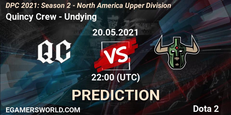 Quincy Crew проти Undying: Поради щодо ставок, прогнози на матчі. 20.05.2021 at 22:02. Dota 2, DPC 2021: Season 2 - North America Upper Division 