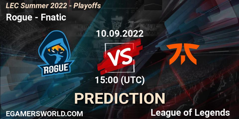 Rogue проти Fnatic: Поради щодо ставок, прогнози на матчі. 10.09.2022 at 15:00. LoL, LEC Summer 2022 - Playoffs