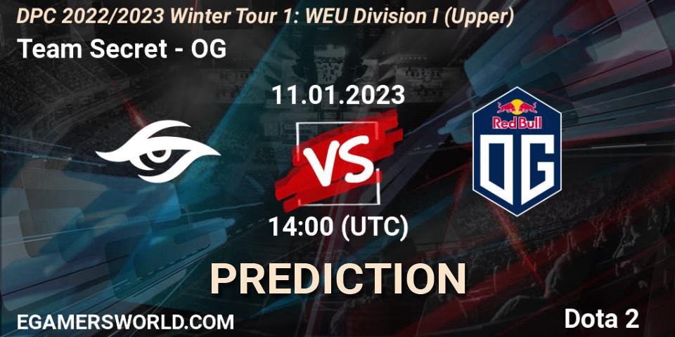Team Secret проти OG: Поради щодо ставок, прогнози на матчі. 11.01.2023 at 14:01. Dota 2, DPC 2022/2023 Winter Tour 1: WEU Division I (Upper)