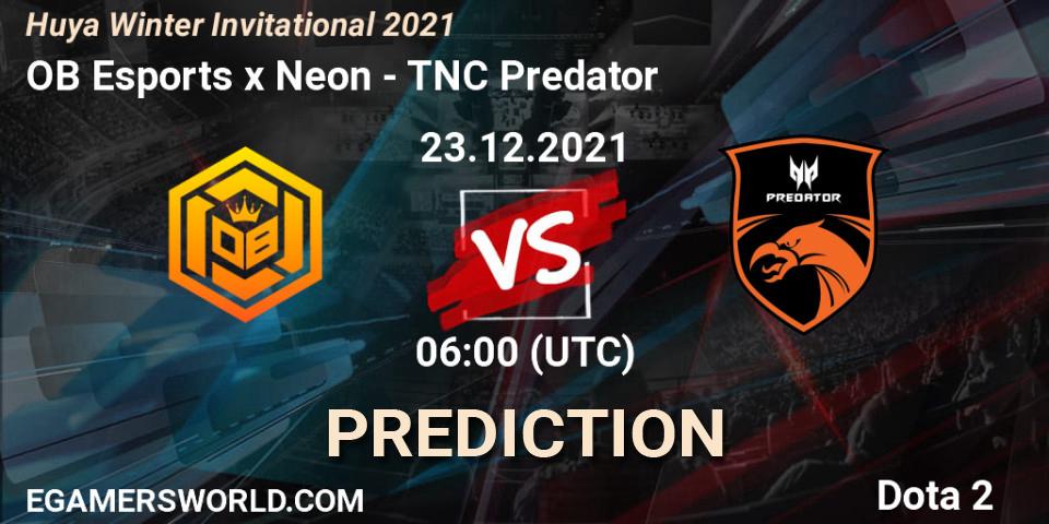 OB Esports x Neon проти TNC Predator: Поради щодо ставок, прогнози на матчі. 27.12.2021 at 08:05. Dota 2, Huya Winter Invitational 2021