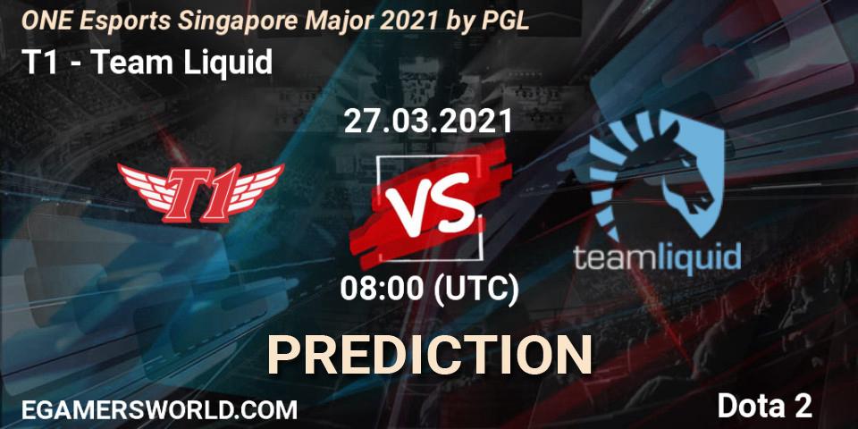 T1 проти Team Liquid: Поради щодо ставок, прогнози на матчі. 27.03.2021 at 09:26. Dota 2, ONE Esports Singapore Major 2021