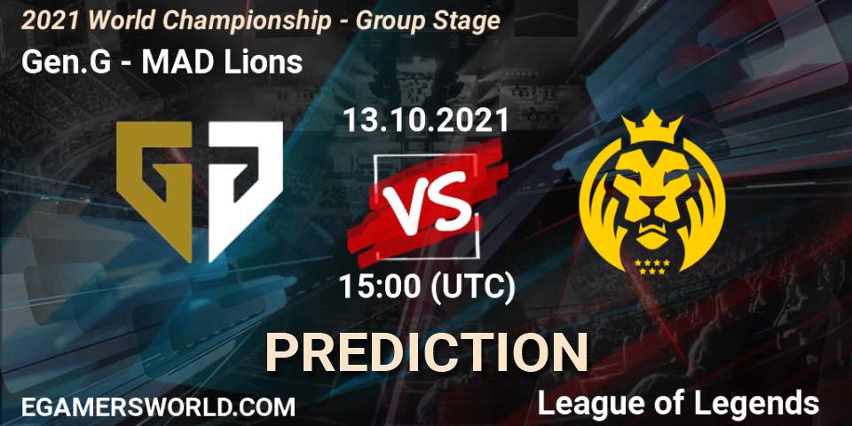 Gen.G проти MAD Lions: Поради щодо ставок, прогнози на матчі. 18.10.2021 at 11:00. LoL, 2021 World Championship - Group Stage