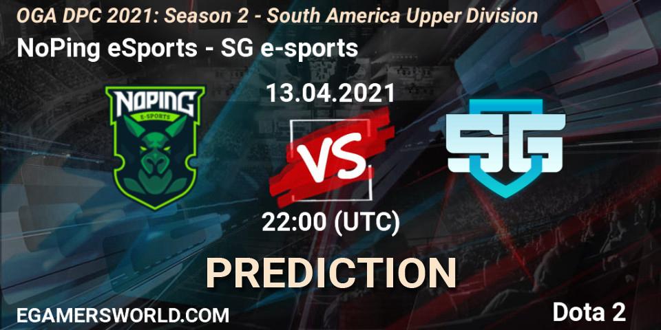 NoPing eSports проти SG e-sports: Поради щодо ставок, прогнози на матчі. 14.04.2021 at 22:00. Dota 2, OGA DPC 2021: Season 2 - South America Upper Division