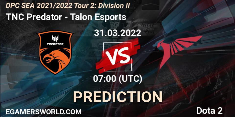 TNC Predator проти Talon Esports: Поради щодо ставок, прогнози на матчі. 31.03.2022 at 07:02. Dota 2, DPC 2021/2022 Tour 2: SEA Division II (Lower)