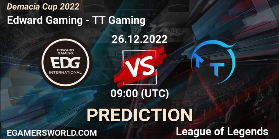 Edward Gaming проти TT Gaming: Поради щодо ставок, прогнози на матчі. 26.12.2022 at 09:00. LoL, Demacia Cup 2022