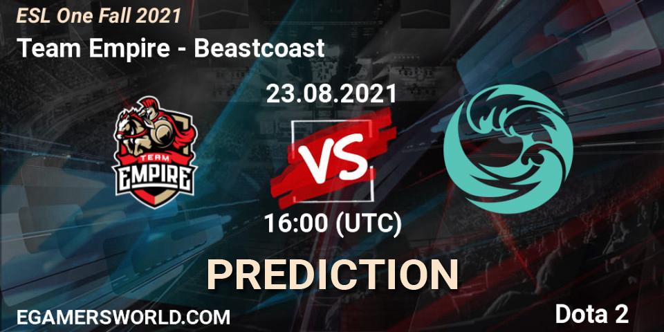 Team Empire проти Beastcoast: Поради щодо ставок, прогнози на матчі. 24.08.2021 at 16:00. Dota 2, ESL One Fall 2021