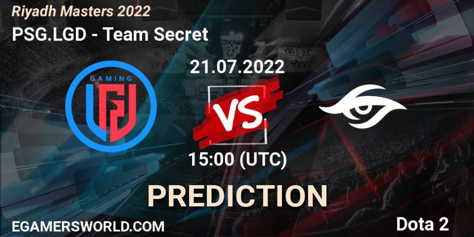 PSG.LGD проти Team Secret: Поради щодо ставок, прогнози на матчі. 21.07.2022 at 15:05. Dota 2, Riyadh Masters 2022