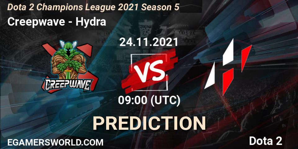 Creepwave проти Hydra: Поради щодо ставок, прогнози на матчі. 24.11.2021 at 18:04. Dota 2, Dota 2 Champions League 2021 Season 5