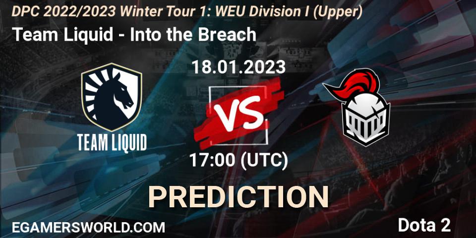 Team Liquid проти Into the Breach: Поради щодо ставок, прогнози на матчі. 18.01.2023 at 18:25. Dota 2, DPC 2022/2023 Winter Tour 1: WEU Division I (Upper)