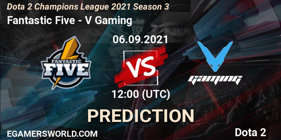 Fantastic Five проти V Gaming: Поради щодо ставок, прогнози на матчі. 06.09.2021 at 12:39. Dota 2, Dota 2 Champions League 2021 Season 3