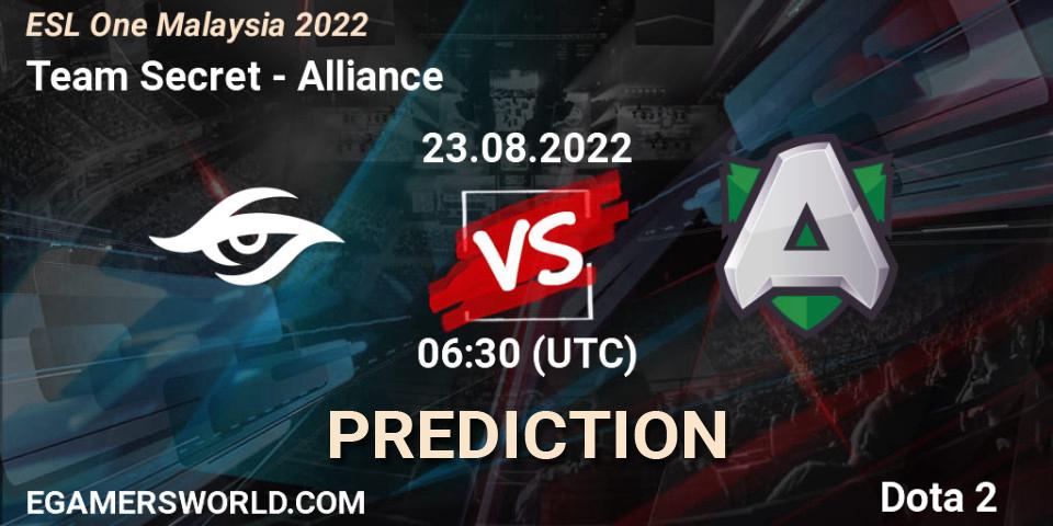 Team Secret проти Alliance: Поради щодо ставок, прогнози на матчі. 23.08.2022 at 06:30. Dota 2, ESL One Malaysia 2022