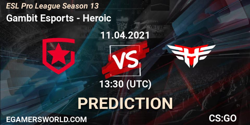 Gambit Esports проти Heroic: Поради щодо ставок, прогнози на матчі. 11.04.2021 at 13:30. Counter-Strike (CS2), ESL Pro League Season 13