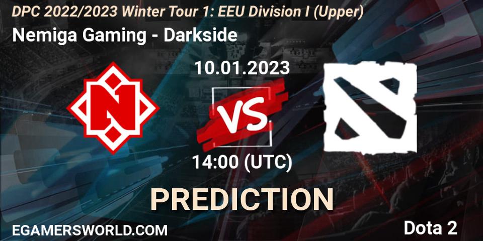 Nemiga Gaming проти Darkside: Поради щодо ставок, прогнози на матчі. 10.01.2023 at 14:16. Dota 2, DPC 2022/2023 Winter Tour 1: EEU Division I (Upper)
