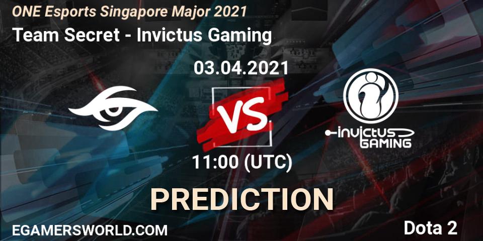 Team Secret проти Invictus Gaming: Поради щодо ставок, прогнози на матчі. 03.04.2021 at 12:54. Dota 2, ONE Esports Singapore Major 2021