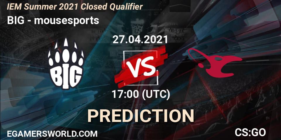 BIG проти mousesports: Поради щодо ставок, прогнози на матчі. 27.04.2021 at 17:15. Counter-Strike (CS2), IEM Summer 2021 Closed Qualifier