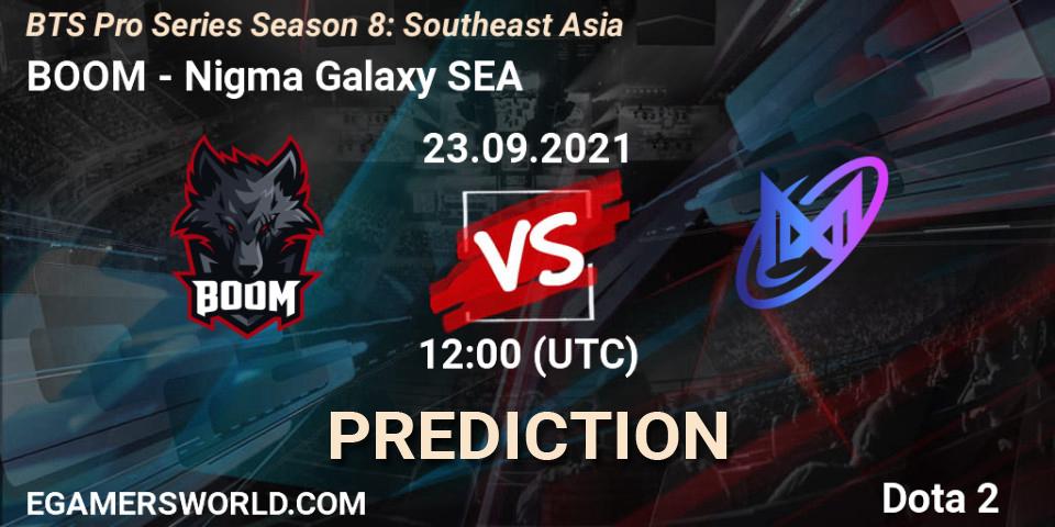 BOOM проти Nigma Galaxy SEA: Поради щодо ставок, прогнози на матчі. 23.09.2021 at 12:21. Dota 2, BTS Pro Series Season 8: Southeast Asia