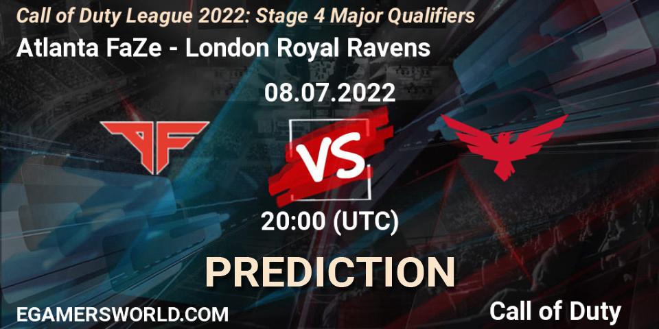 Atlanta FaZe проти London Royal Ravens: Поради щодо ставок, прогнози на матчі. 08.07.2022 at 20:00. Call of Duty, Call of Duty League 2022: Stage 4