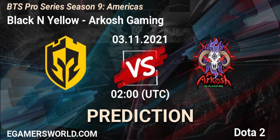 Black N Yellow проти Arkosh Gaming: Поради щодо ставок, прогнози на матчі. 03.11.2021 at 03:07. Dota 2, BTS Pro Series Season 9: Americas
