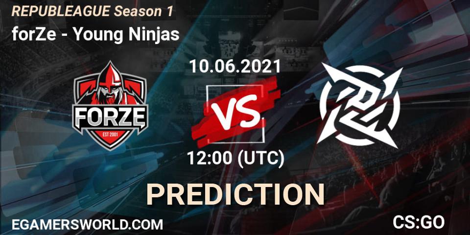 forZe проти Young Ninjas: Поради щодо ставок, прогнози на матчі. 10.06.2021 at 12:00. Counter-Strike (CS2), REPUBLEAGUE Season 1