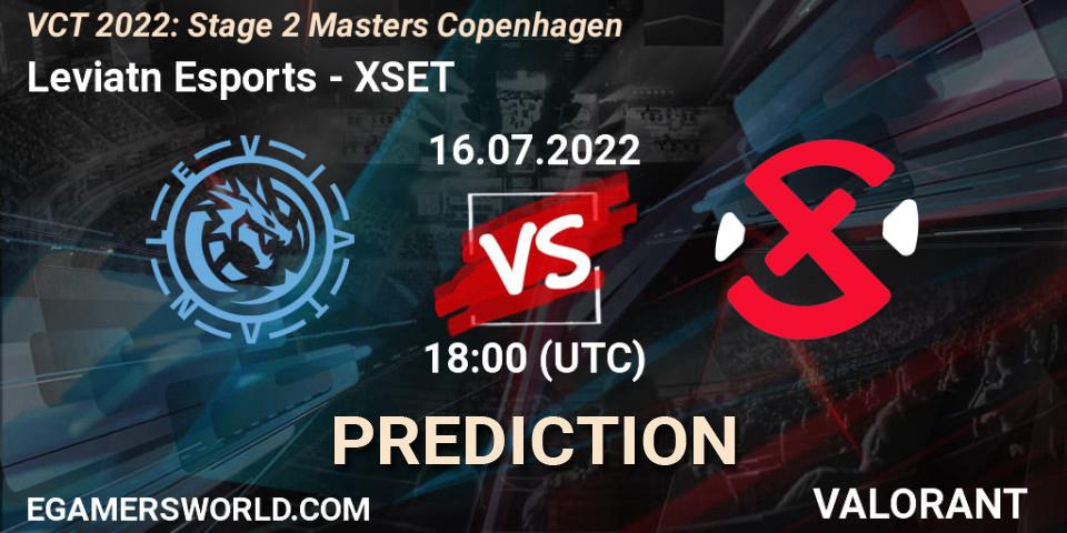 Leviatán Esports проти XSET: Поради щодо ставок, прогнози на матчі. 16.07.2022 at 18:30. VALORANT, VCT 2022: Stage 2 Masters Copenhagen