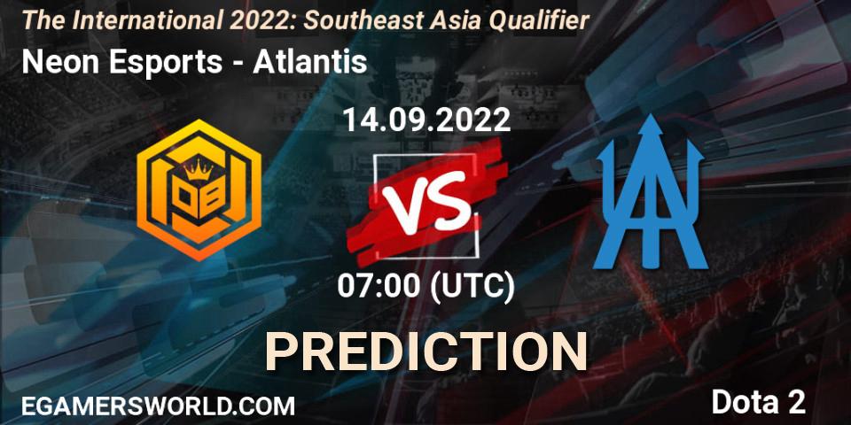 Neon Esports проти Atlantis: Поради щодо ставок, прогнози на матчі. 14.09.2022 at 08:32. Dota 2, The International 2022: Southeast Asia Qualifier
