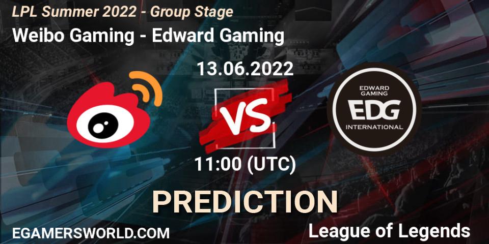 Weibo Gaming проти Edward Gaming: Поради щодо ставок, прогнози на матчі. 13.06.2022 at 11:00. LoL, LPL Summer 2022 - Group Stage