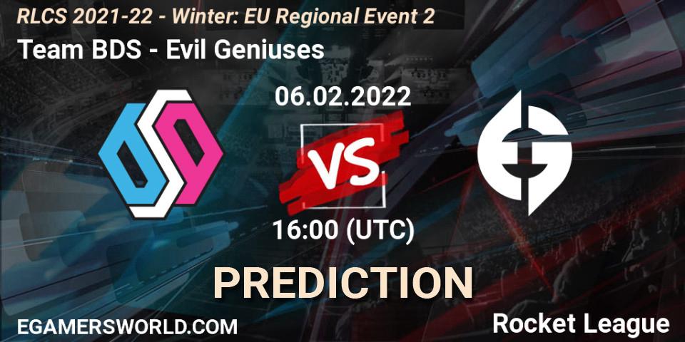 Team BDS проти Evil Geniuses: Поради щодо ставок, прогнози на матчі. 06.02.2022 at 16:00. Rocket League, RLCS 2021-22 - Winter: EU Regional Event 2