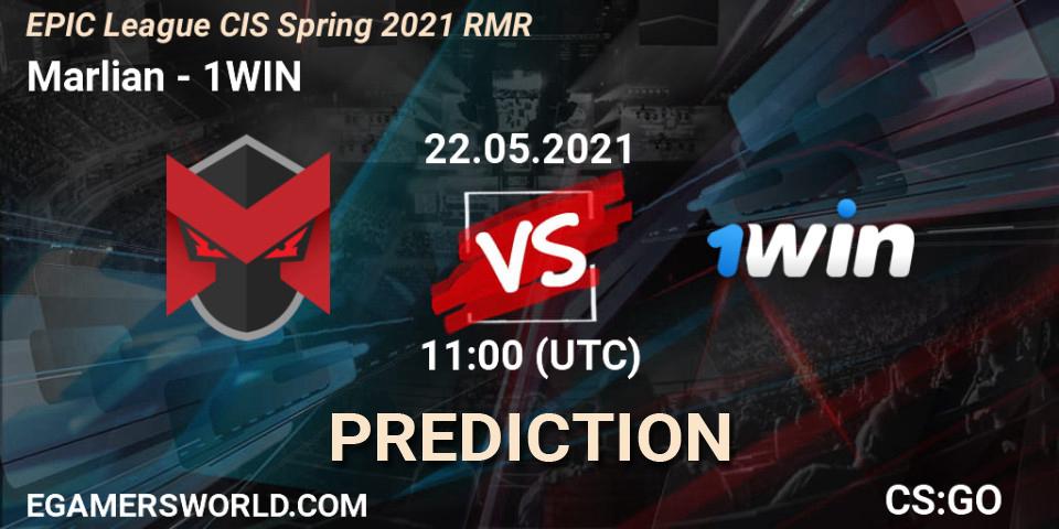 Marlian проти 1WIN: Поради щодо ставок, прогнози на матчі. 22.05.2021 at 11:00. Counter-Strike (CS2), EPIC League CIS Spring 2021 RMR